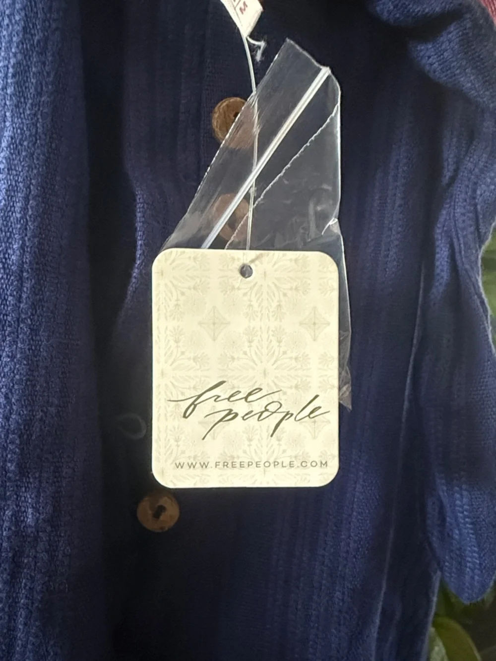 Free People Navy Blue Backless Plunge Mini Dress - Picture 2 of 4